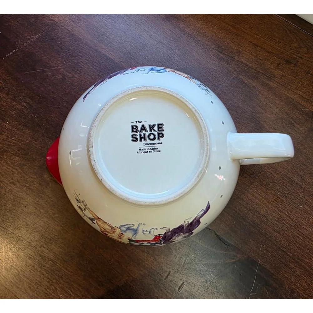 The Bake Shop Christmas Dog Print Bakeware Mixing Bowl One Size White Red